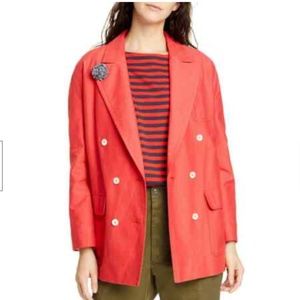 Alex Mill Double Breasted Oxford Blazer in tomato, size S